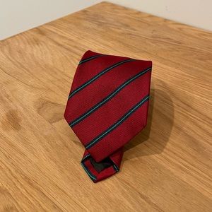 Vintage Tie by Lanvin - Red with Green Stripes